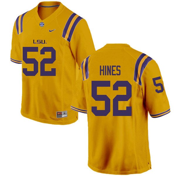 Men #52 Chasen Hines LSU Tigers College Football Jerseys Sale-Gold